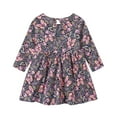 thumbnail image 2 of Zpanxa Toddler Girl Outfits Princess Dresses, Baby Girls Long Sleeve One-Piece Floral Print Skirt Casual Dress, Cotton Dresses Black (2-3 Years), 2 of 8