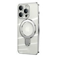 thumbnail image 1 of ELEHOLD Plating Magnetic Case for iPhone 12 Pro Case Transparent Clear Anti-Yellowing Cover with Foldable Kickstand Camera Lens Protection Compatible with MagSafe Slim Shockproof Case,silver, 1 of 8