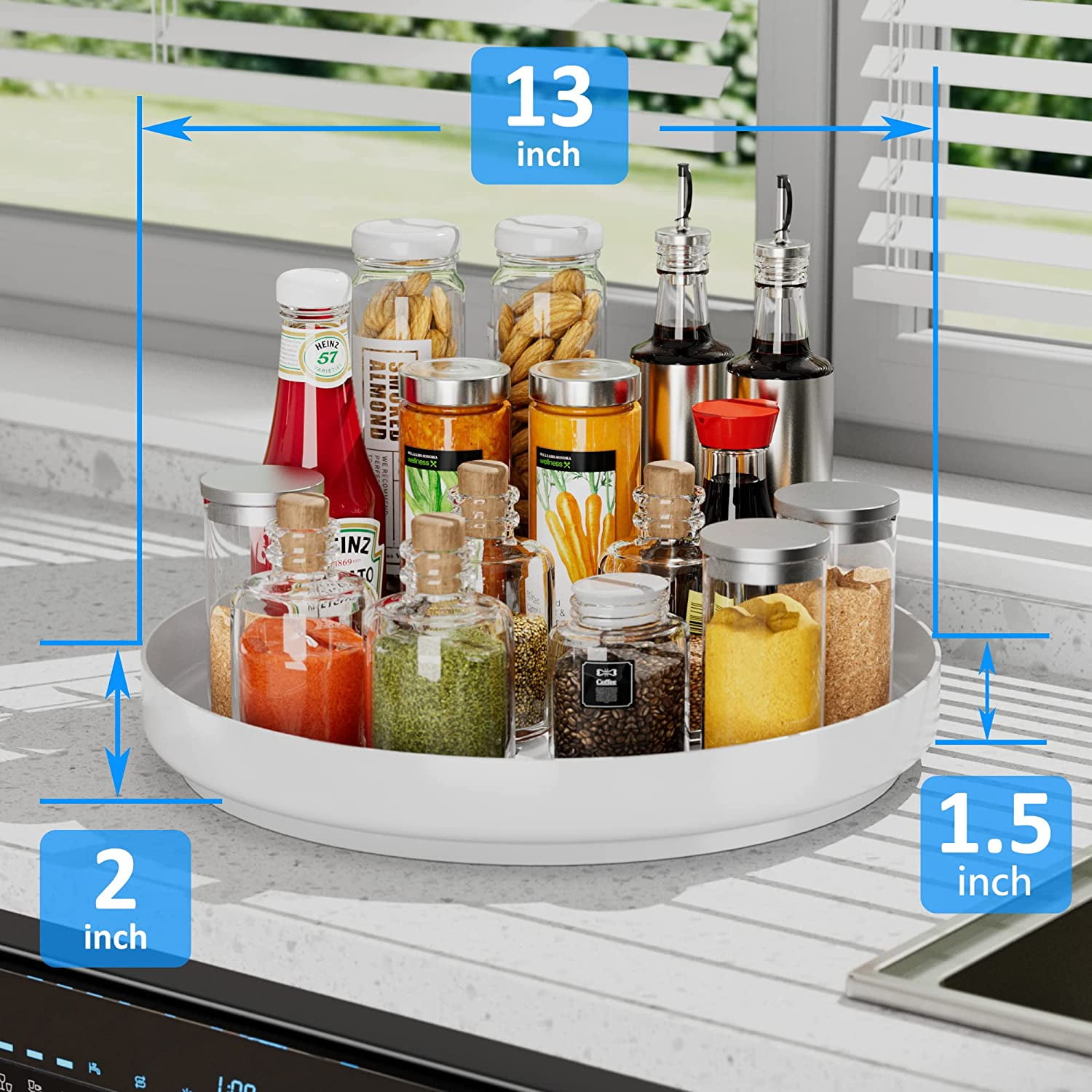 Eknitey Metal Lazy Susan Turntable 33cm 13 Inch Cupboard Organiser Rotating Spice Rack For Kitchen Refrigerator Pantry Cabinet