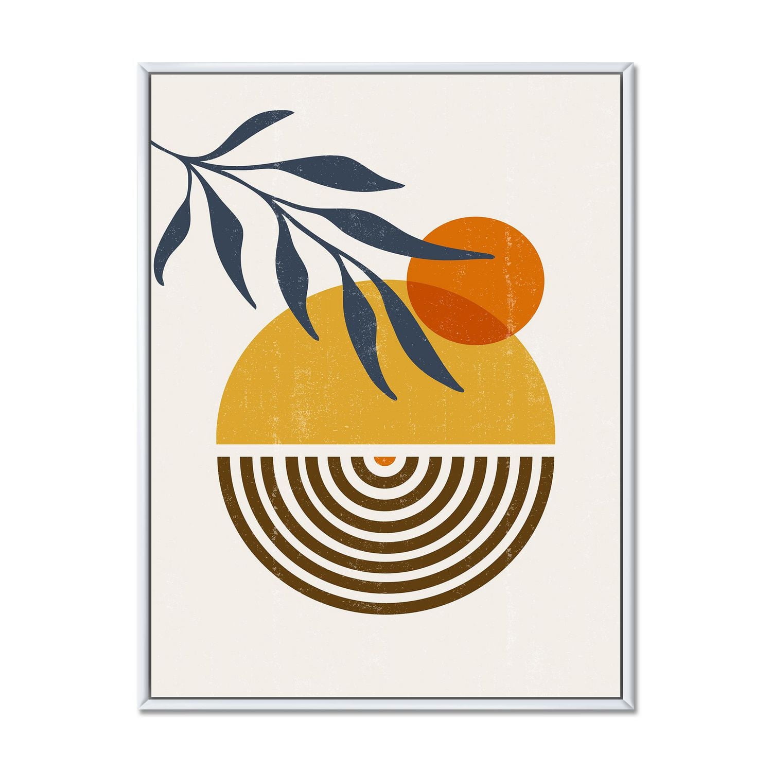 Designart Botanical Minimalist Leaf With Abstract Shapes IV FLOAT FRAME ...