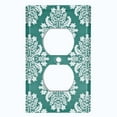 thumbnail image 2 of Metal Light Switch Plate Outlet Cover (Victorian Damask Flower Green Dark Pattern - Single Duplex), 2 of 2