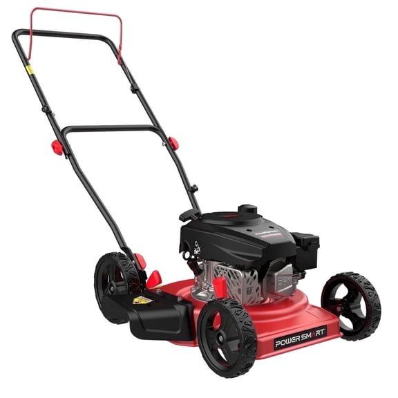 PowerSmart 18" 144CC Gas Lawn Mower, 5-Position Height Adjustment, Metal Deck, Foldable Design, Up to 1/4 Acre