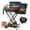 Blue, variant on KScocina Barrel Charcoal Grill with Offset Smoker, 2-in-1 Foldable Suitcase BBQ Combo, 600 sq. in. with Waterproof Cover, for Outdoor Grilling and Backyard Cooking,Blue