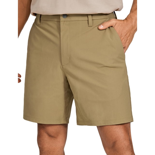 Shorts de golf para hombre CRZ YOGA 7" elásticos, ligeros, marrones