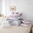 thumbnail image 4 of Marble Queen Bed In A Bag 7 Piece Pink Black Grey Abstract Bedding Set Adults Women,Watercolor Marble Comforter Set Marbling Fluid Bed Set With Comforter, 4 of 5