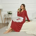 thumbnail image 3 of SEANATIVE Women's Christmas Nightgowns Soft Button Front Sleep Shirt Long Sleeve Night Gown Fall Winter Pajama Dress Cozy Full-Length Nightwear for Home Bedroom, 3XL, Santa Claus Star Red, 3 of 7