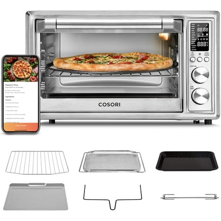 COSORI Smart 13-in-1 Air Fryer Toaster Oven Combo  Airfryer Rotisserie Sous Vide Convection Oven Countertop  Bake  Broil  134 Recipes & 4 Accessories  32QT  Silver  Stainless Steel