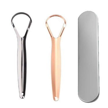 RAGUPEL 2Pcs Tongue Scraper set,Dual-Function Tongue Brush for Bad Breath Treatment,Oral Care Tongue Cleaner for Adults