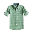 thumbnail image 1 of Bienzoe Little Boy's Cotton Plaid Roll Up Button Down Sports Shirts,Green,3/4, 1 of 2