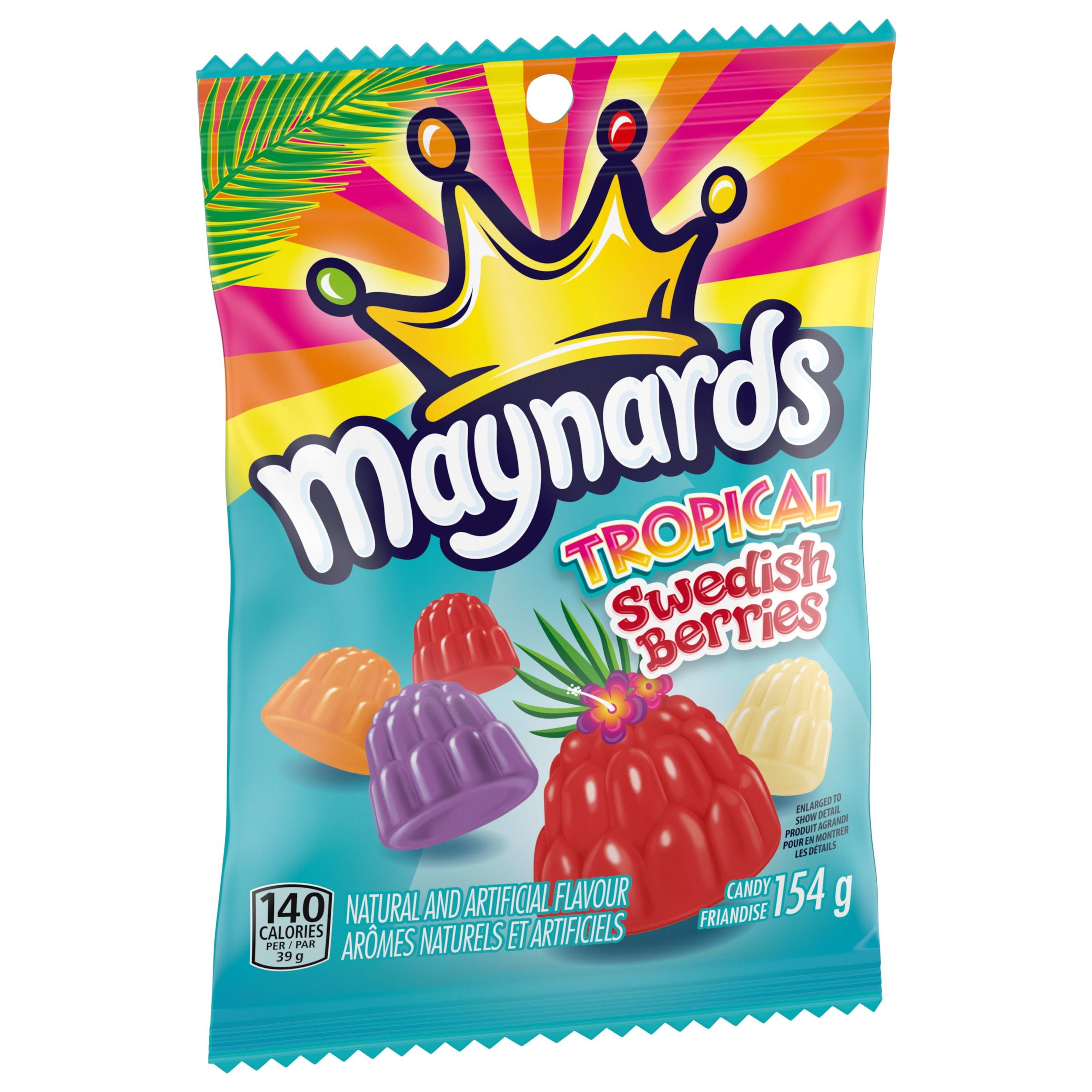 Maynards Tropical Swedish Berries Candy, Gummy Candy, 154 g