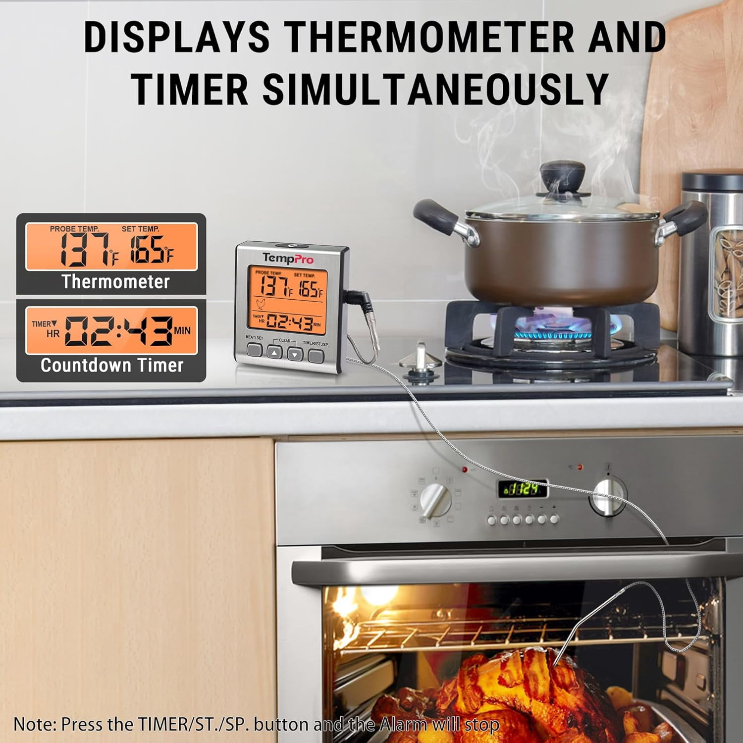 Digital Meat Thermometer for Cooking and Grilling, BBQ Food Thermometer with Backlight and , Grill Temperature Probe Thermometer for Smoker, Oven, Baking,Oil(Previously ThermoPro)