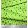 thumbnail image 2 of Soimoi Green Silk Fabric Cross Sign Brush Stroke Fabric Prints By Yard 42 Inch Wide, 2 of 3