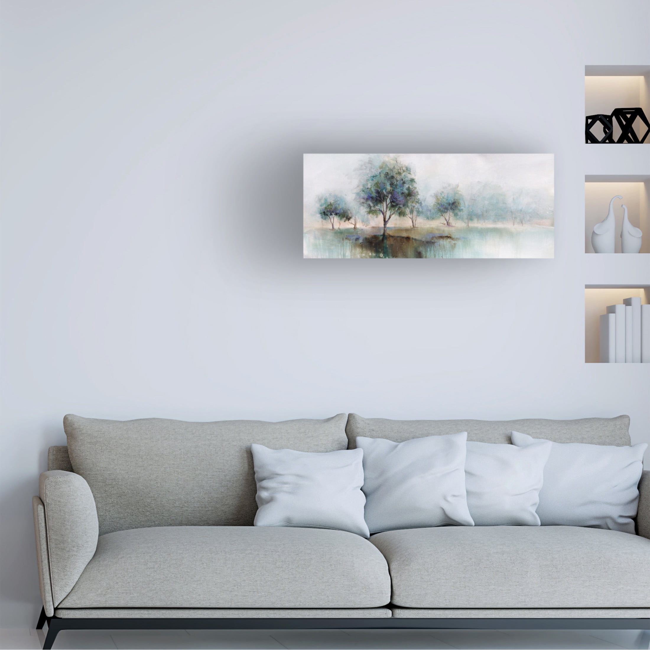 Canvas Wall Art - Karen Hale 'Early Morning In The Orchard' Wall Art for Living Room, Bedroom, or Office Décor by Trademark Fine Art - 32 x 14 Inches
