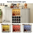 thumbnail image 4 of ROGALIS 55" Wine Bar Cabinet with LED Light,Modern Liquor Whiskey Coffee Station with Wine Rack and Glass Holder, Farmhouse Large Buffet Sideboard for Dining Room, Living Room, Kitchen,  Natural Whit, 4 of 9
