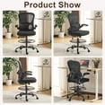 thumbnail image 6 of Zimtown Drafting Chair, Adjustable Tall Office Chair with Flip-up Armrests, Breathable Mesh Desk Chair with Lumbar Support and Footrest, Black, 6 of 8