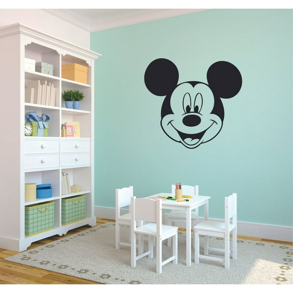 Disney Mickey Mouse Happy Smile Face Cartoon Wall Sticker Art Decal for Girls Boys Children Room Bedroom Nursery Kindergarten House Fun Home Decor Stickers Wall Art Vinyl Decoration Size (30x30 inch)
