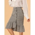 thumbnail image 2 of INSPIRE CHIC Women's Plaid Button Closure Elastic Waist Back Ruffle Fishtail Skirt, 2 of 6