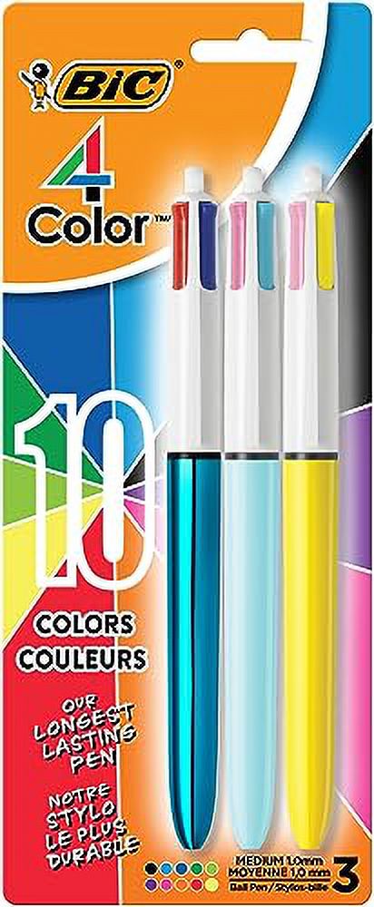 BIC 4-Color Ballpoint Pens, Medium Point (1.0mm), 4 Colors in 1