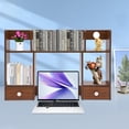 thumbnail image 3 of Modern Desktop Storage Organizer Home Office Desktop Bookshelf Holder Computer Rack Desk Organizer for Space Saving (Dark Walnut Color), 3 of 10