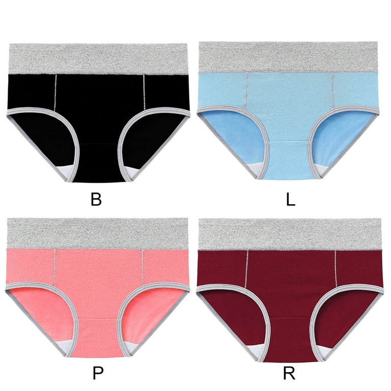 4 Pack Women's Cotton Underwear High Waist Stretch Briefs Soft Underpants  Breathable Panties 