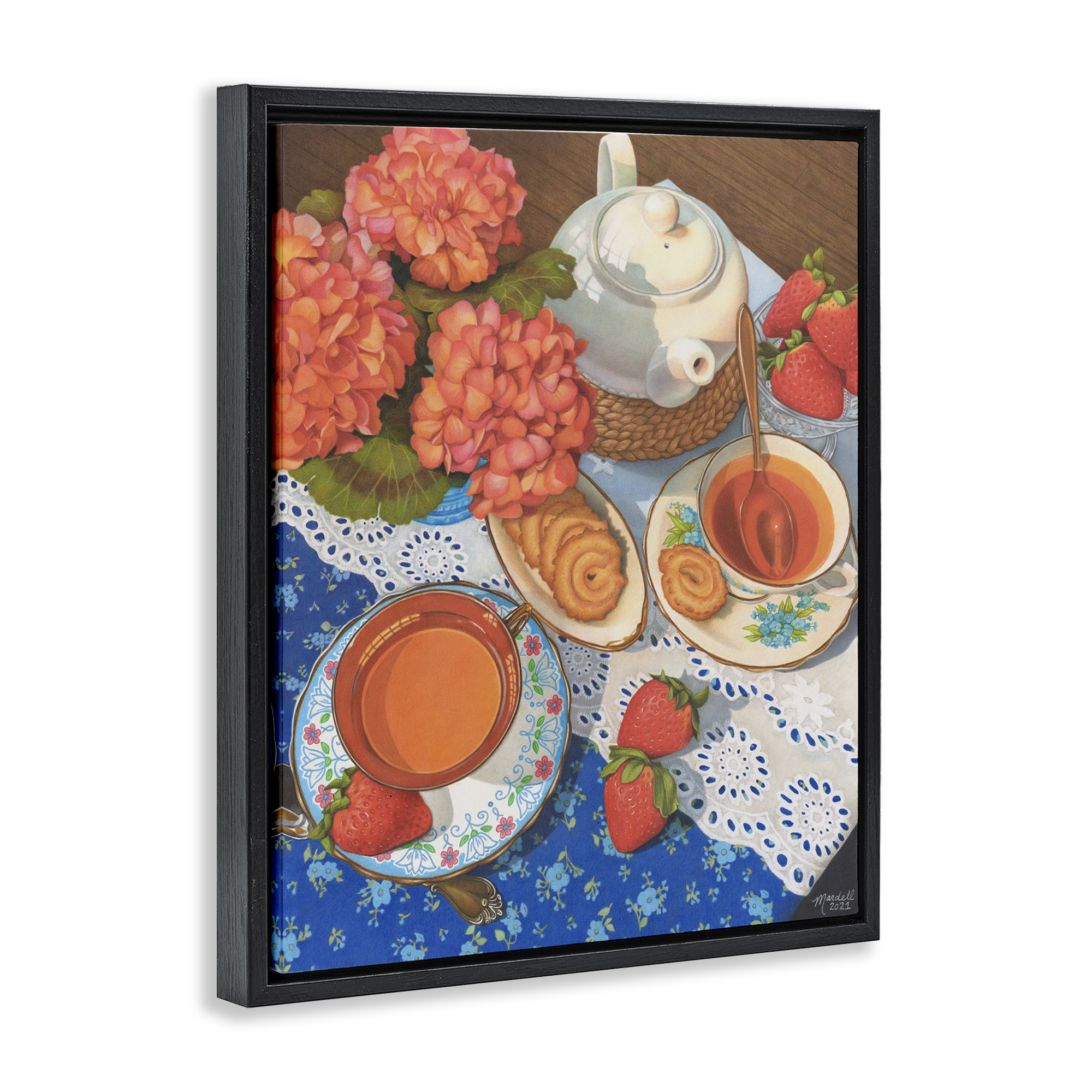 Stupell Industries Country Tea Time Food & Beverage Painting Black Floater Framed Art Print Wall Art, 17 x 21