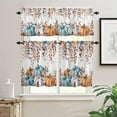 thumbnail image 2 of Green Eucalyptus Leaves Kitchen Curtains, Retro Floral 3-Piece Kitchen Curtain Valance and Tiers Set 24 Inch Length, Rustic Botanical Rod Pocket Half Window Curtains for Cafe Living Room Bathroom, 2 of 6