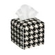 thumbnail image 1 of Fotbe Black and white houndstooth Porta Pañuelos Decorativo de Cuero, Caja Cuadrada Moderna para Pañuelos Faciales, Organizador y Dispensador 5x5x5'', 1 of 7