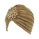 thumbnail image 3 of Turbante elástico para la cabeza, pañuelo para el cabello, tocado plisado para mujeres, madres, Dorado, 3 of 9