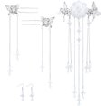 thumbnail image 1 of Joez Wonderful Juego de 5 horquillas chinas para el pelo, mariposas, pasadores para el pelo con borla larga, flores para el pelo Hanfu, accesorios de peinado con perlas, juego de pendientes para mujer, 1 of 5