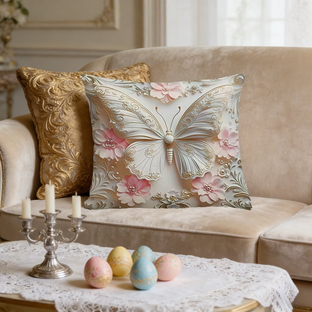 Uuiauoio Easter Bunny Pillow Cover 18 x 18inch Cute Rabbit Bunny Easter Decor Throw Pillow Case Cushion Cover Spring Season's Decorations for Home Sofa Bed