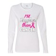 thumbnail image 2 of Wild Bobby I'm Tougher Than Cancer Breast Cancer Awareness Women Graphic Long Sleeve T-Shirt, White, Medium, 2 of 6