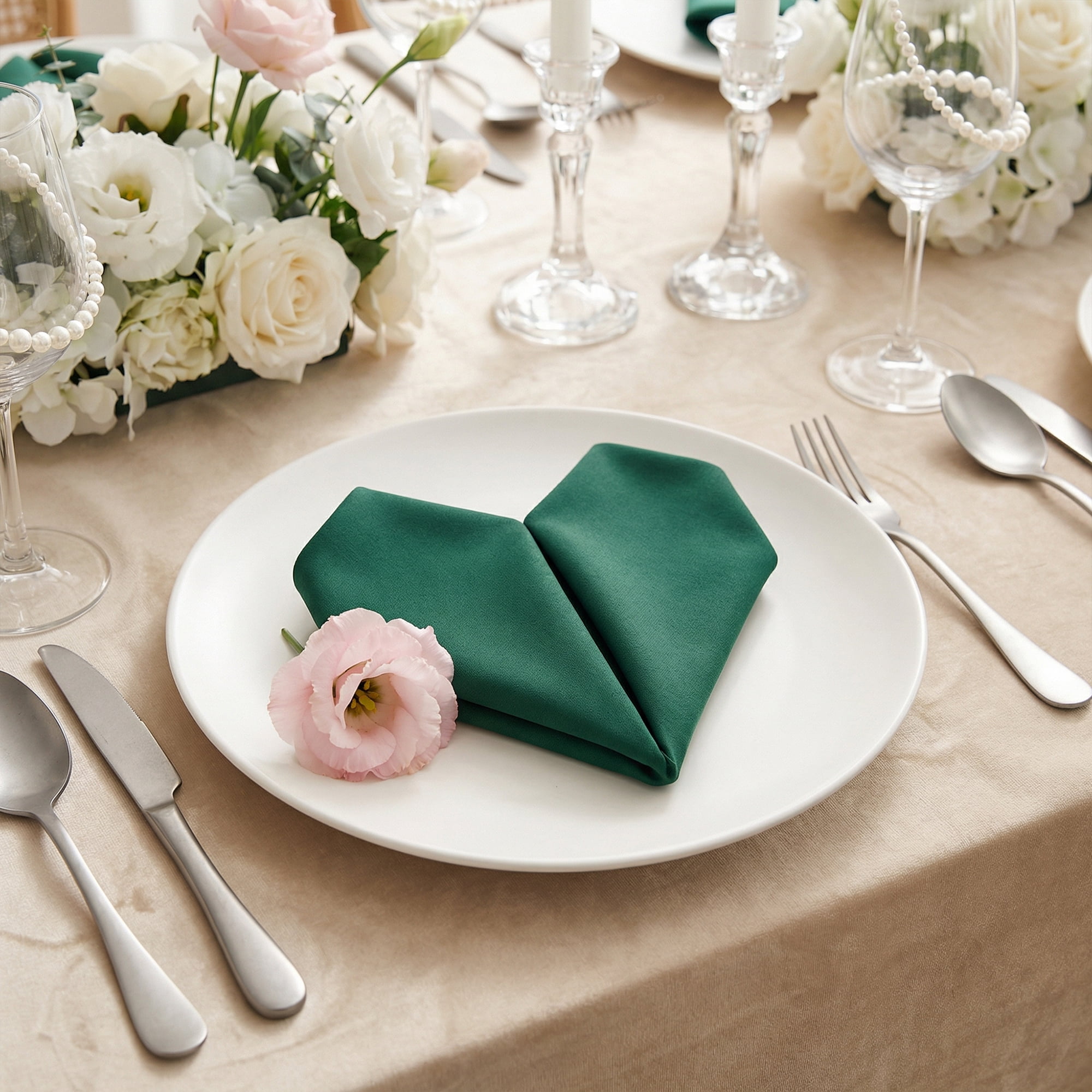 Unique Bargains 12Pcs Reusable Table Dinner Napkins Dark Green 12x12inch