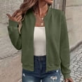 thumbnail image 2 of Kezqiaxn Bomber Jacket Women Fashion Clothing Solid Long Sleeve Casual Lightweight Jackets Fall Zip Up Coats for Women, 2 of 8