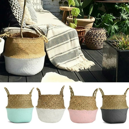 8' Bread Basket Mrosaa Hanging Plant Basket, Foldable Rattan Woven Plant Basket, Flower Pot, Woven Laundry Storage Bag - On Sale ()