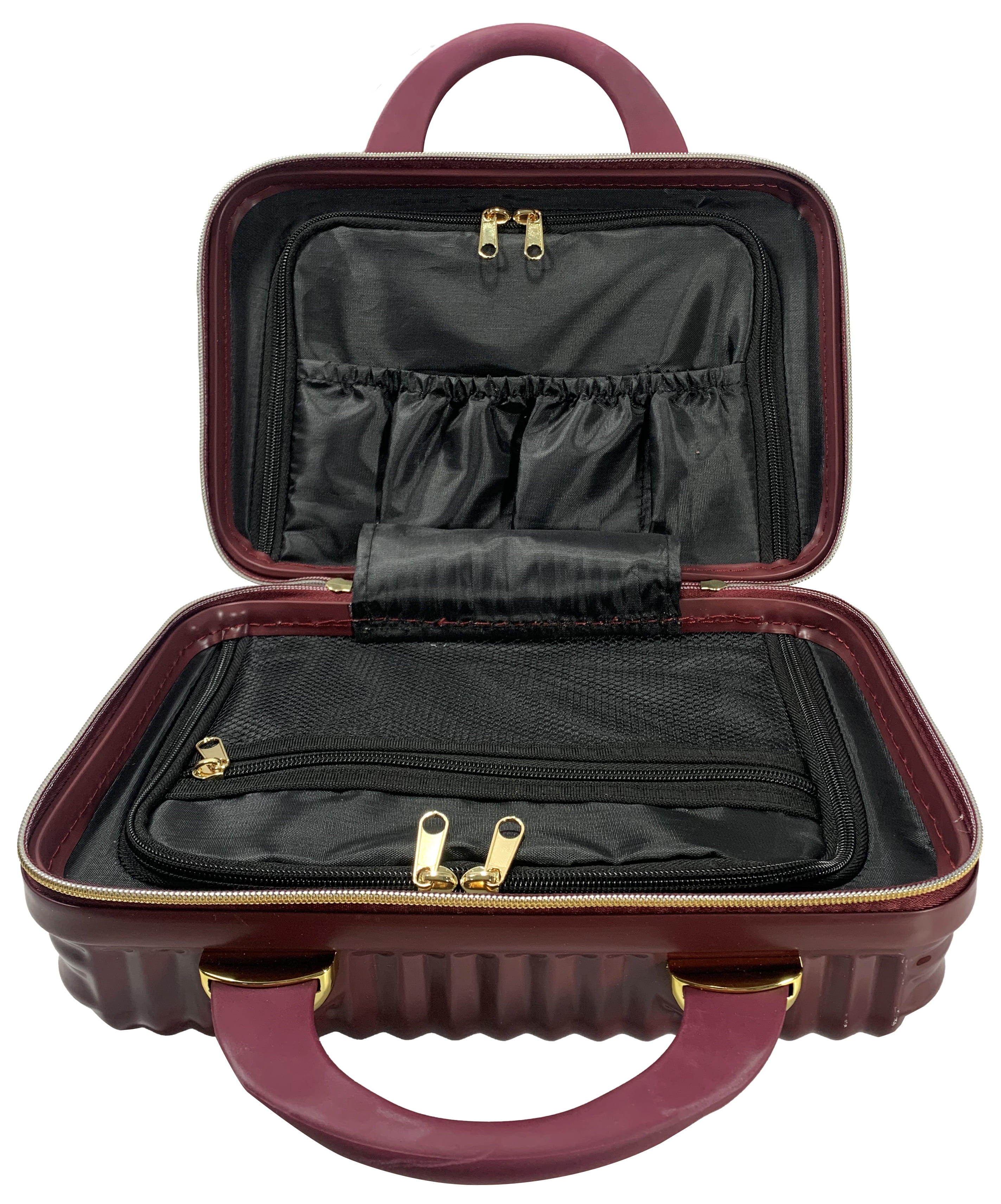 Hard Shell Cosmetic Travel Case, Burgundy, 1 Count