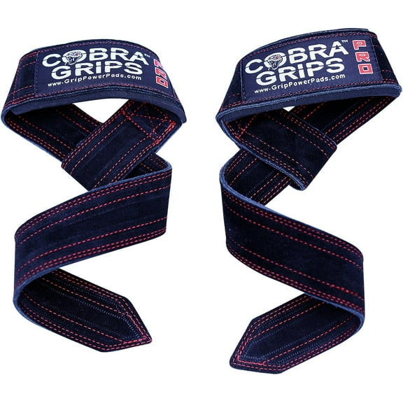 Lifting Straps Suede Leather Deadlift by Cobra Grips Weightlifting Wrist Support Straps for Men & Women Wraps Heavy Duty Powerlifting Grip Hooks Padded Neoprene