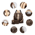 thumbnail image 3 of Kit Mochila Moda Bolso Casual Para Mujer, 2 Piezas Marron oscuro Cierre Vertical  beige, 3 of 5