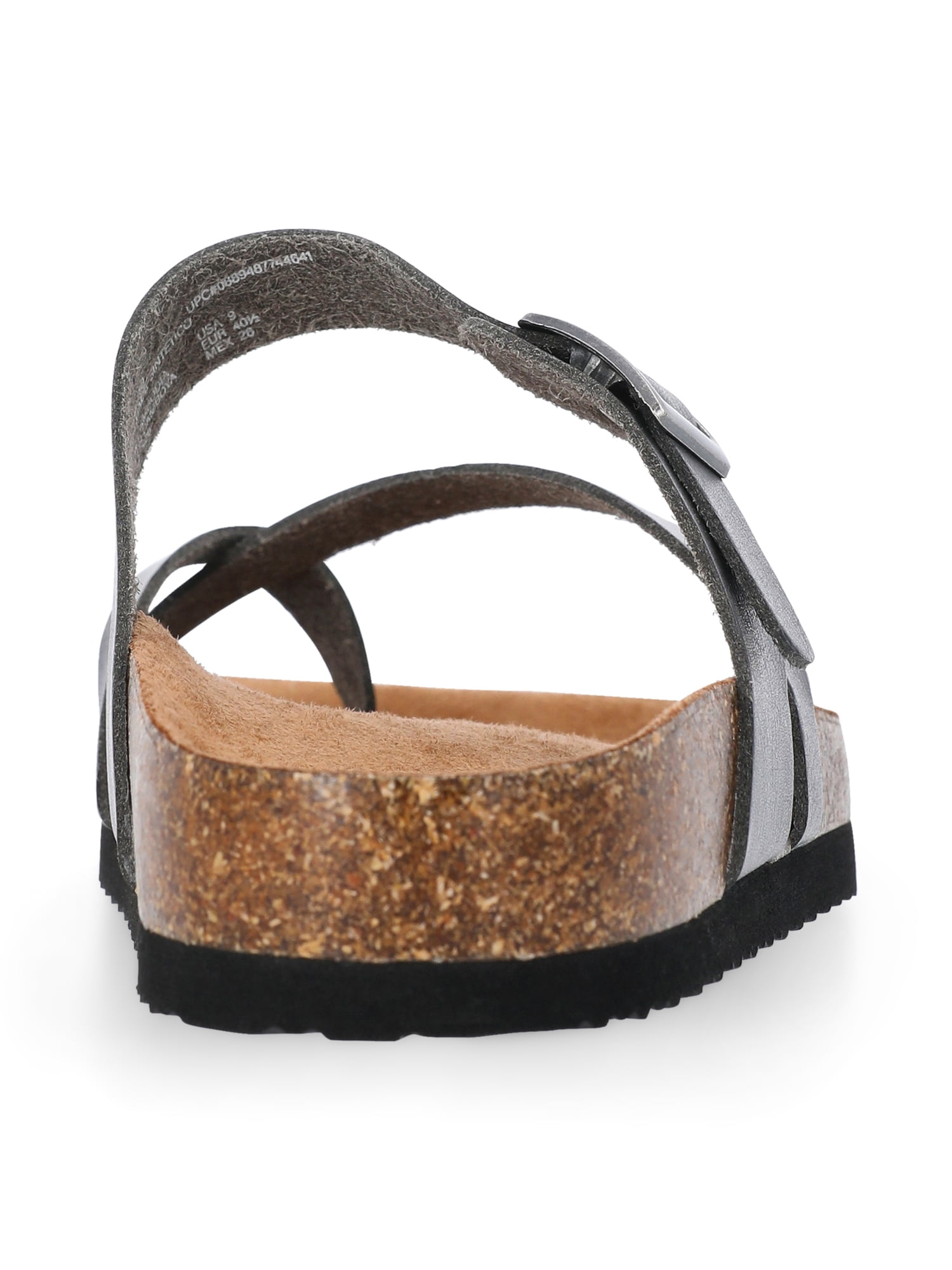 Time and Tru Women's Asymmetric Strap Footbed Sandals, Wide Width Available