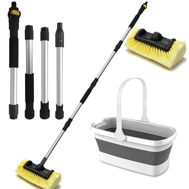 RV/Truck Wash Brush w. Bucket Soft Bristle Head Adjustable 63“ Long
