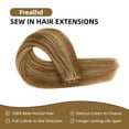 thumbnail image 2 of Sew in Hair Extensions Real Human Hair, 110g 16 inch Medium Brown Highlight Honey Blonde Weft Hair Extensions Remy Straight Weave Bundles, 2 of 6