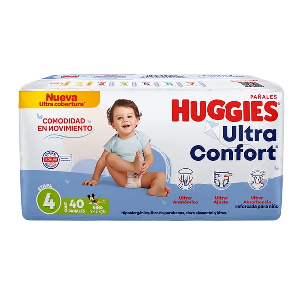 Pañales Huggies UltraConfort etapa 4 niño 40 piezas