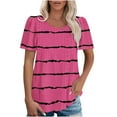 thumbnail image 1 of Plebaso Hauts à Œillets pour Femmes Manches Courtes Rayées T-Shirts Décontractés Col Rond Mode Blouses d'Été, 1 of 6