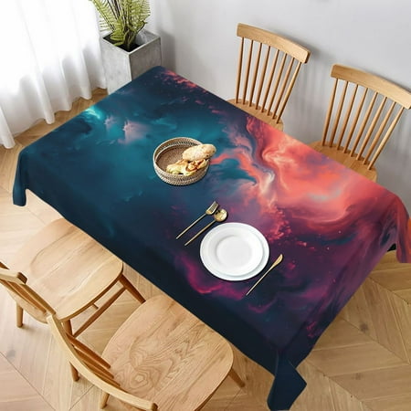 

Table Cloth Rectangle Table Cosmic Paint Swirl Tablecloth 60 x 90 Inch Wrinkle Resistant Decorative Fabric Table Cover for Dining Party Indoor Outdoor