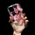 thumbnail image 2 of for iPhone 8 Plus/iPhone 7 Plus Case for Women Clear Silicone Cute Glitter Bling Rhinestone Diamond Crystal Transparent with Butterfly Pattern Luxury Soft Thin Slim Case for iPhone 8 Plus Pink, 2 of 5