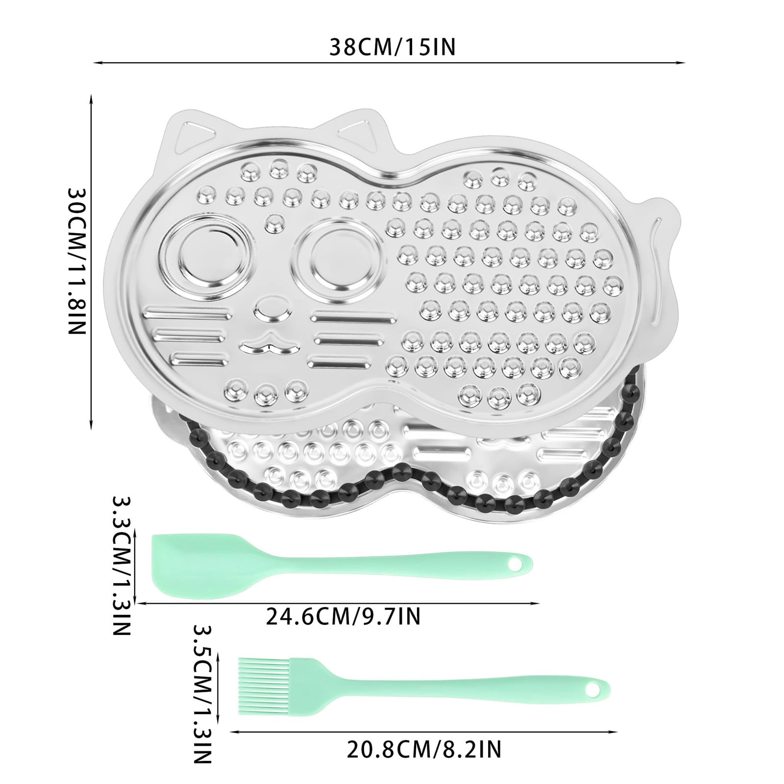 Oricka Slow Feeder Dog Bowls, Stainless Steel Slow Feed Bowl for Dogs and Cats, Dual Function Slow Food & Snack Bowls, Equipped with Brush and Scraper