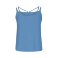 thumbnail image 4 of Pincandy Fashion Women Causal Embroidery Round Neck Sling Vest Sleeveless T-Shirt Summer Tops,Blue,L, 4 of 6
