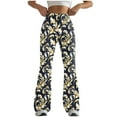 thumbnail image 2 of QATAINLAV Leggings for Women Vintage Floral Printed Tummy Control Flared Leggings Casual High Waisted Seamless Wide Leg Bell Bottom Yoga Pants Black XXL, 2 of 5