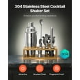 thumbnail image 3 of VEVOR Cocktail Shaker Set,10-Piece Stainless Steel Bar Tools with Bamboo Stand, Martini Bartender Kit Accessories | Mixer Spoon, Muddler, Jigger, Strainer, Liquor Pourers, Ice Tong, Corkscrew, Silver, 3 of 9