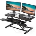 thumbnail image 1 of FITUEYES Convertisseur de Bureau Debout 36 Pouces, Rehausseur de Moniteur Double Réglable en Hauteur pour Ordinateur Portable, Poste de Travail Assis-Debout avec Large Plateau pour Clavier, Noir, 1 of 7