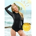thumbnail image 2 of Women's Rashguard Swimsuit Zip Front Sun Protection Swim Shirt UPF 50+ Black XL, 2 of 5